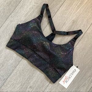 Wildfox black multi foil confetti sports bra small